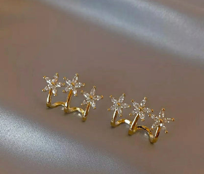 Flower Cuff Stud Earrings