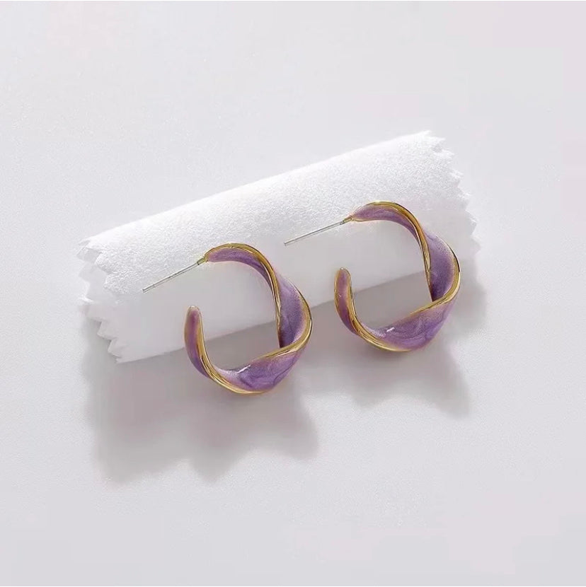 Enamel Rich Hoop Earrings