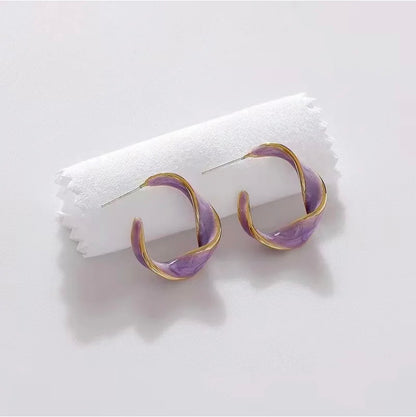 Enamel Rich Hoop Earrings