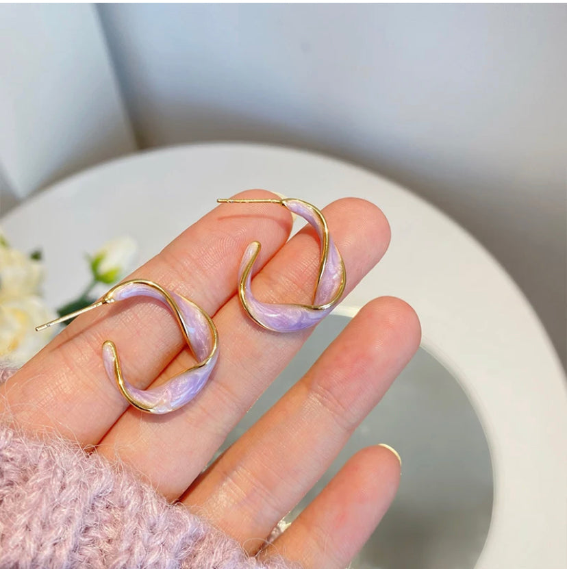 Enamel Rich Hoop Earrings