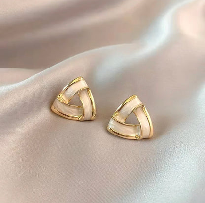 White & Gold Triangle Studs