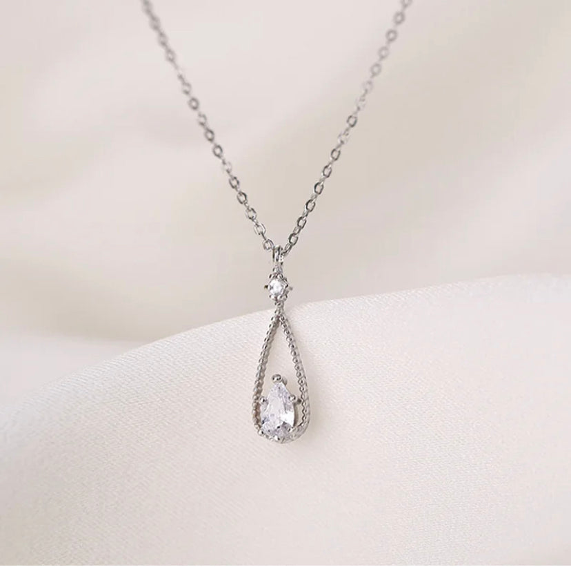 Water Drop Silver plated necklace
