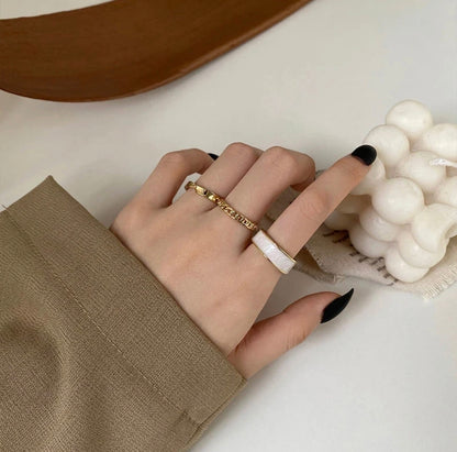 Gold & White Classy Ring Set