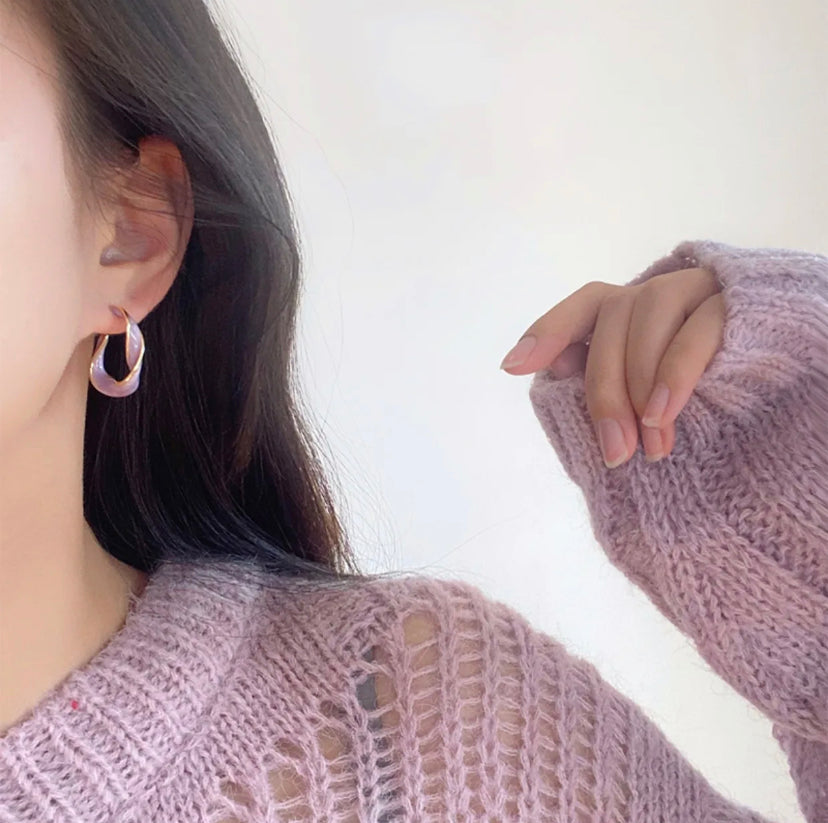 Enamel Rich Hoop Earrings