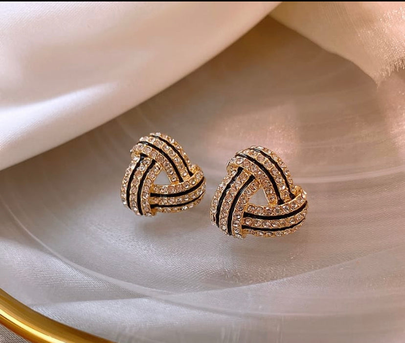 Triangle Black & Gold Studs