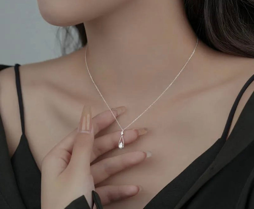 Water Drop Silver plated necklace