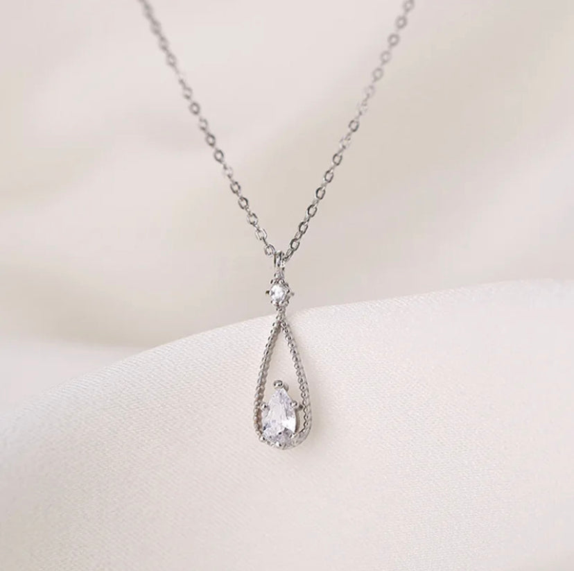 Water Drop Silver plated necklace