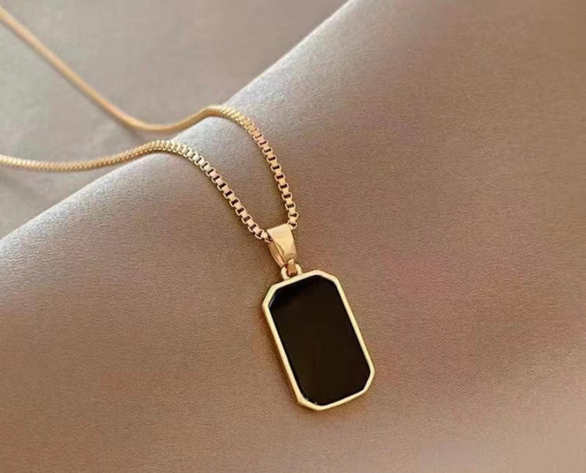 Black Onyx Rectangular Necklace