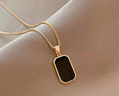 Black Onyx Rectangular Necklace