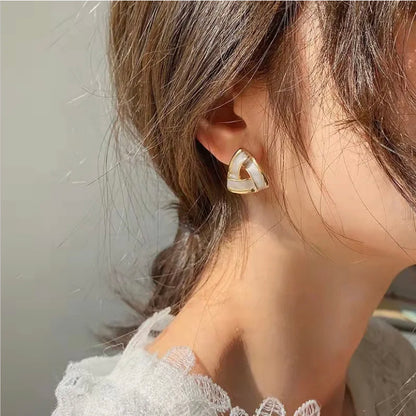 White & Gold Triangle Studs