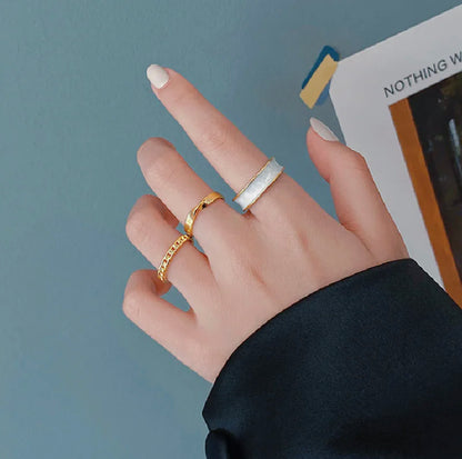 Gold & White Classy Ring Set