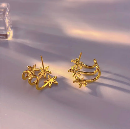 Flower Cuff Stud Earrings