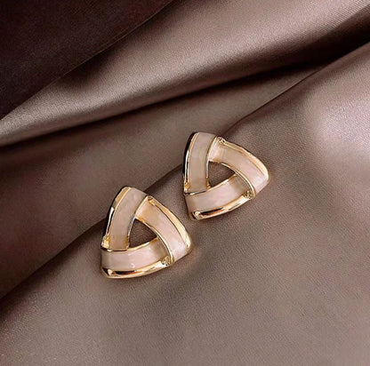 White & Gold Triangle Studs
